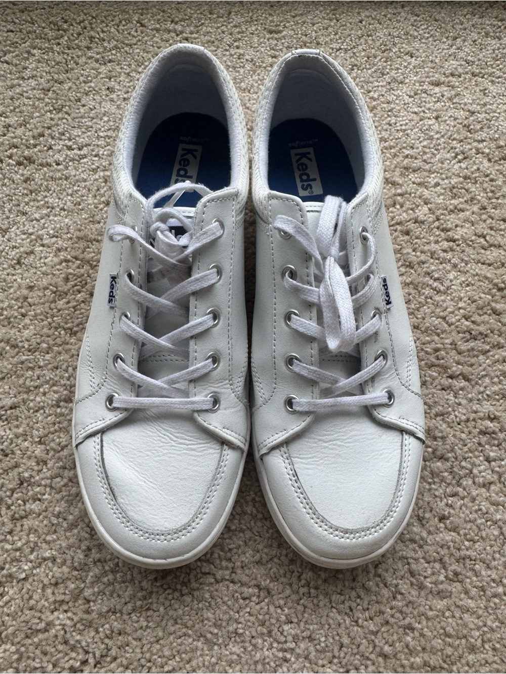 Keds White Center III Leather Lace-Up Sneakers Size 9